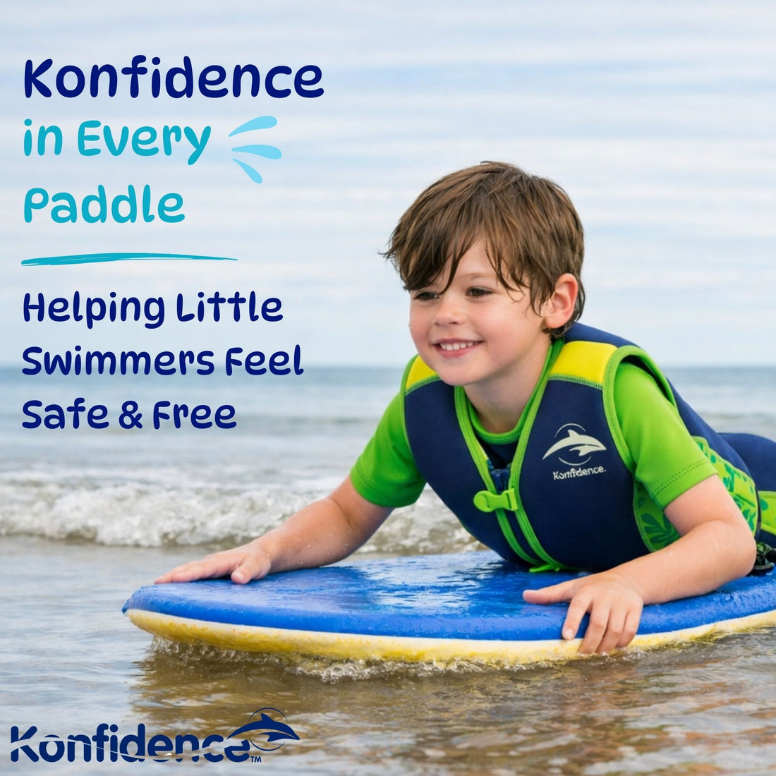 Original Konfidence Swim Jacket | Kids Swim Vest with Removable Support Strap