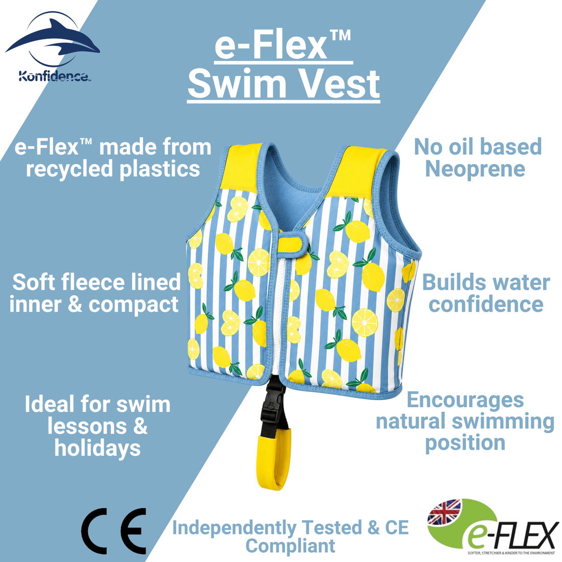 Konfidence Eco Kids Swim Vest Made from e-Flex™