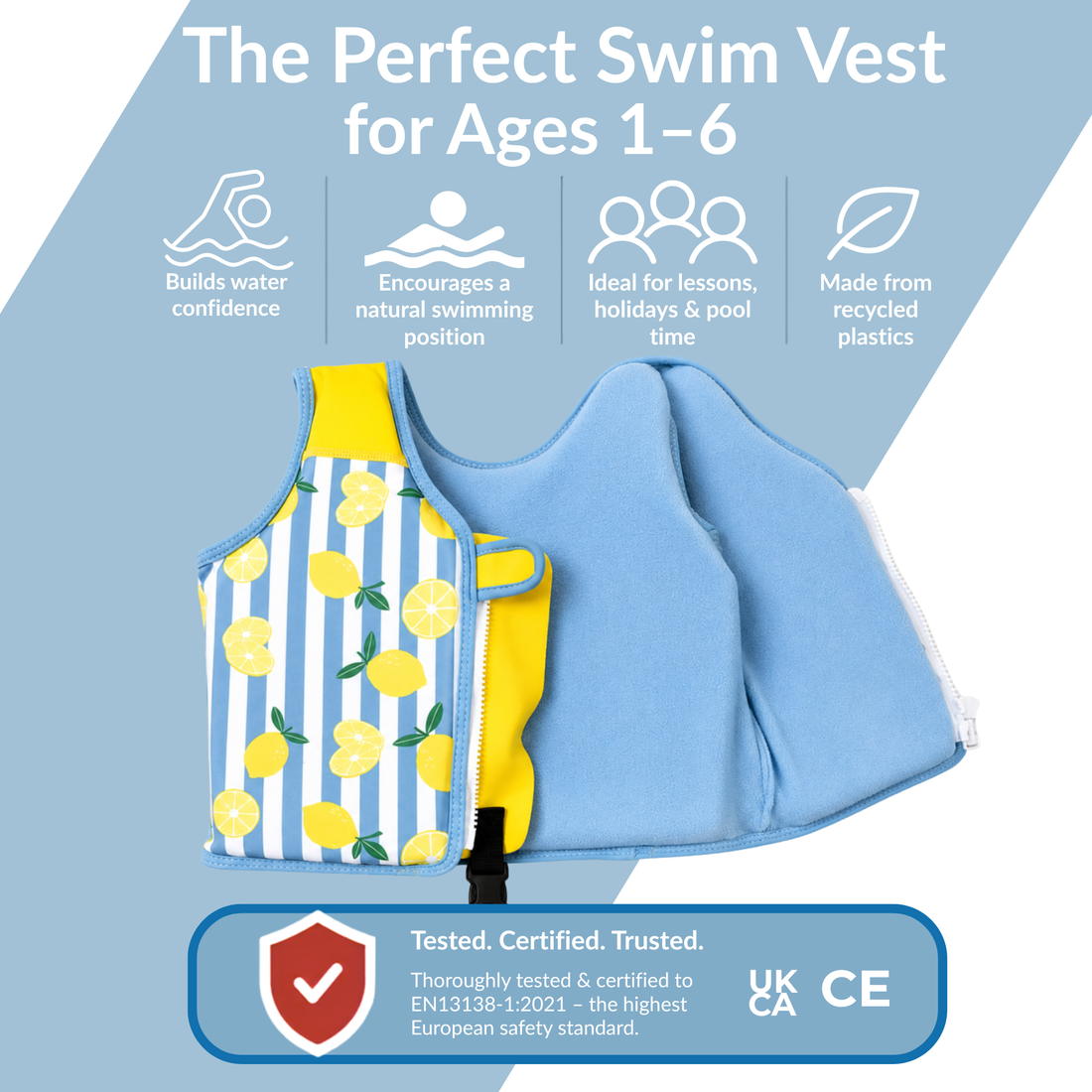 Konfidence Eco Kids Swim Vest Made from e-Flex™